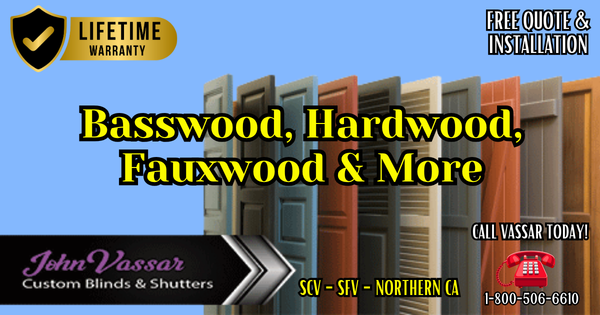 Custom Hardwood And Basswood Shutters SCV SFV